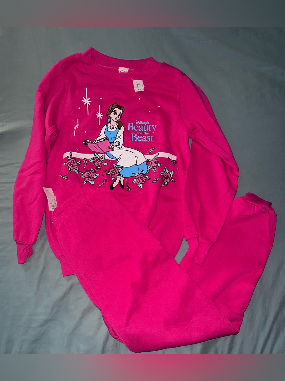 Vintage Disney Beauty And The Beast, Girls Sz 14 Sweatshirt & Sweatpants Set NWT